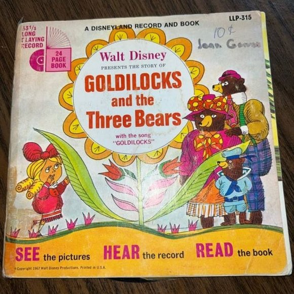 Vintage Walt Disney Goldilocks and the Three Bears Disneyland Record and Book - Picture 1 of 8